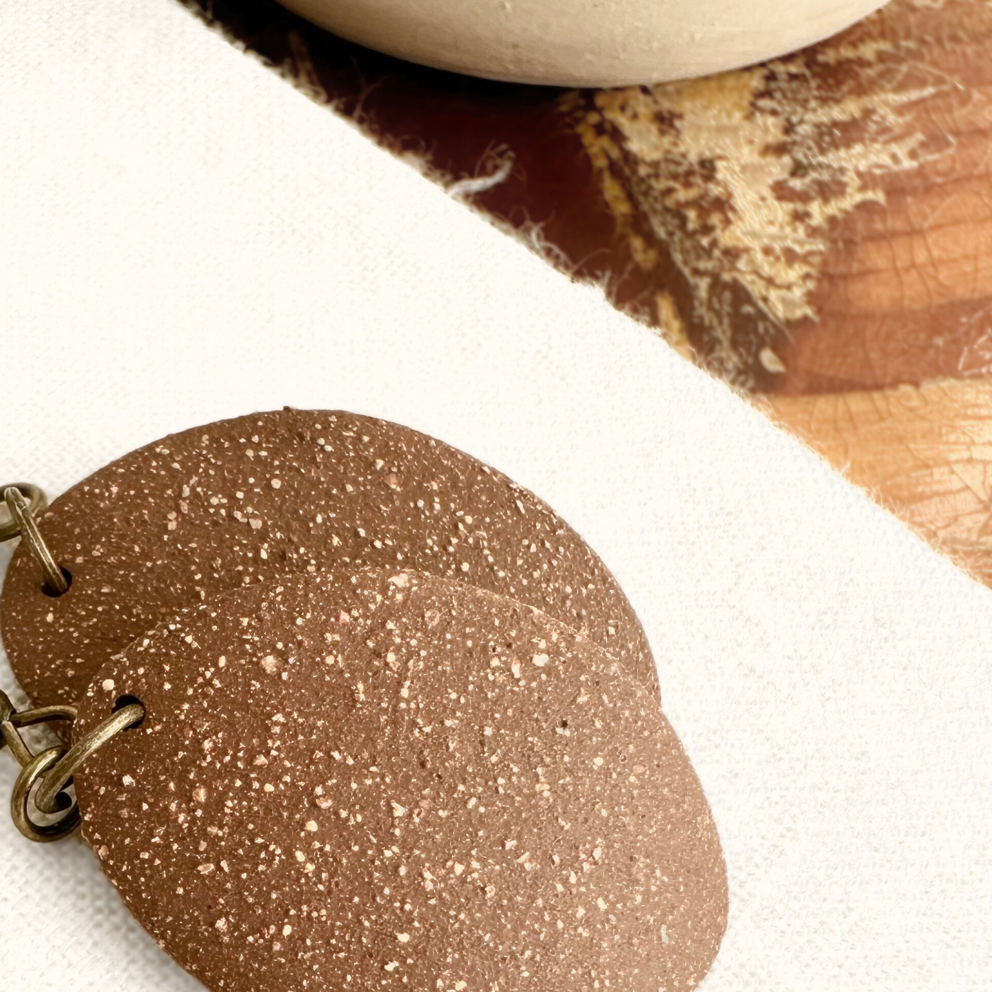 Chestnut Oval Ceramic Earrings