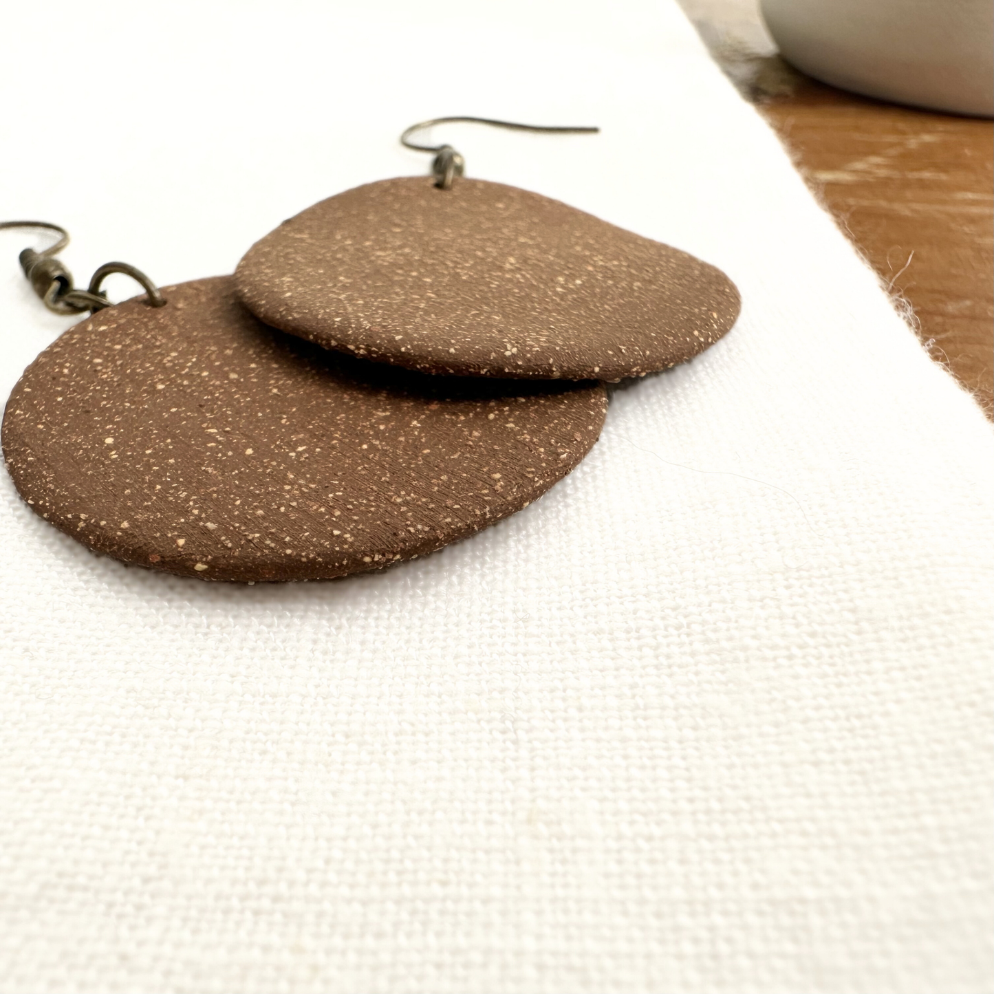 Chestnut Round Ceramic Earrings