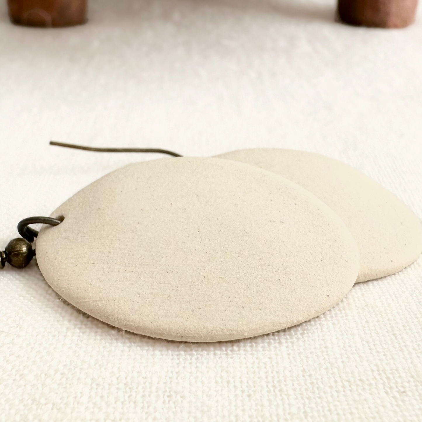 White Oval Ceramic Earrings