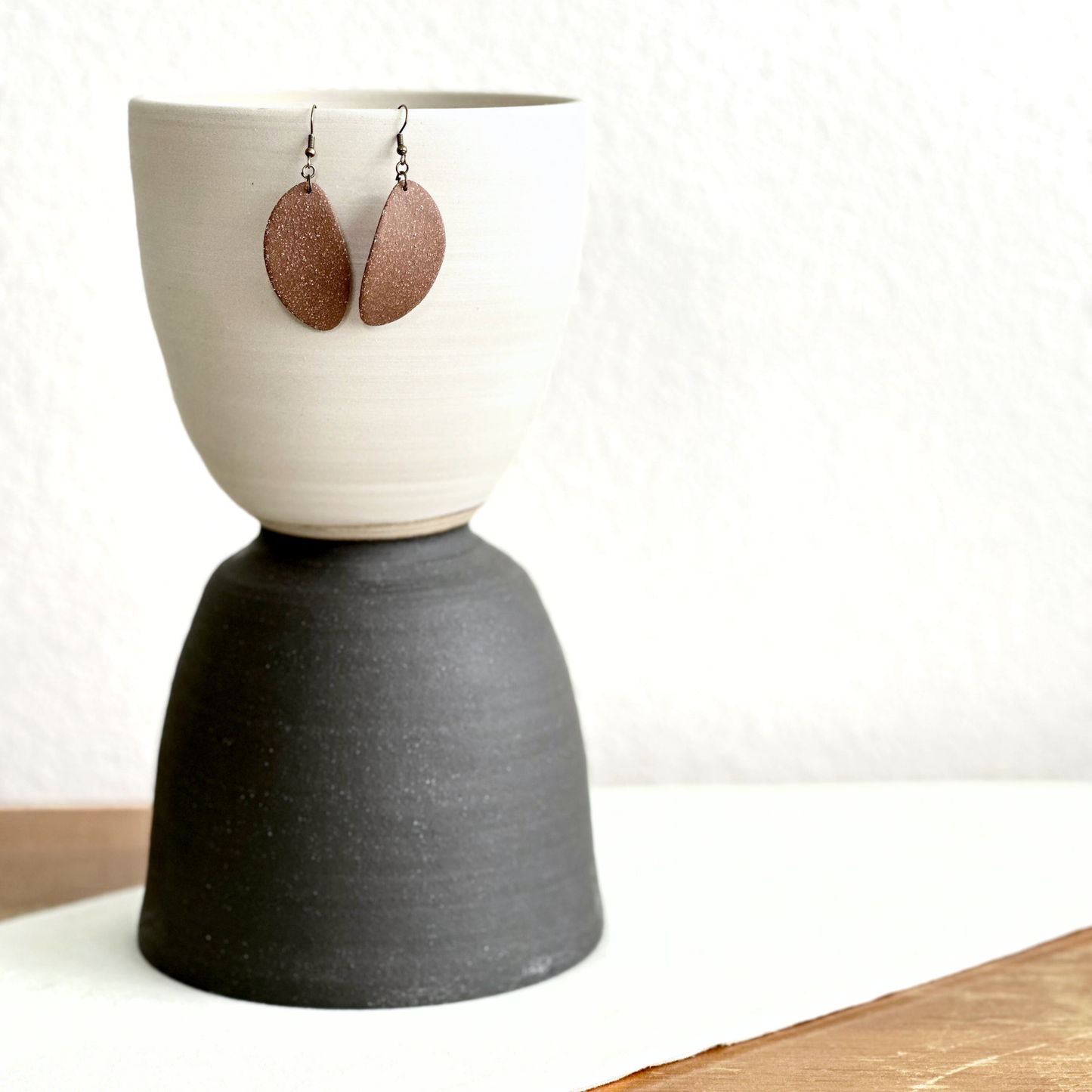 Chestnut Oblong Ceramic Earrings