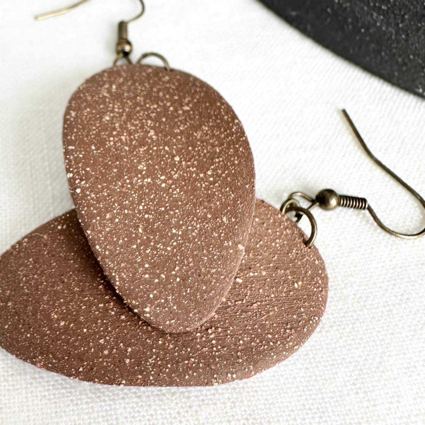 Chestnut Oblong Ceramic Earrings