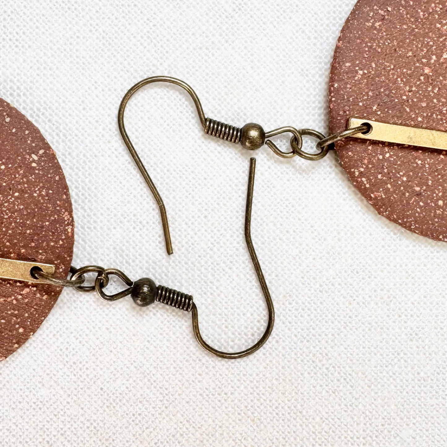 Chestnut Round Ceramic Earrings (Gold Charmed)