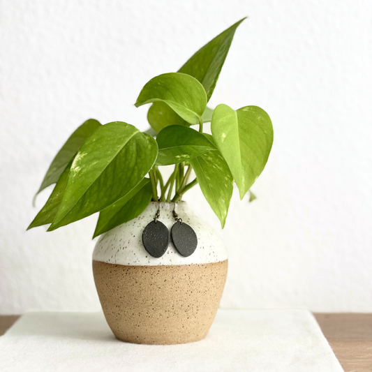Black Oval Ceramic Earrings