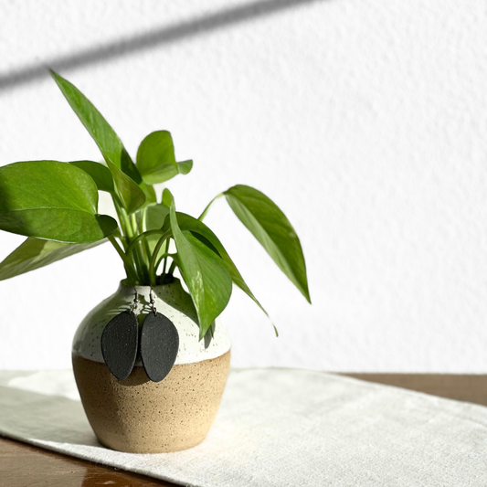 Black Oblong Ceramic Earrings