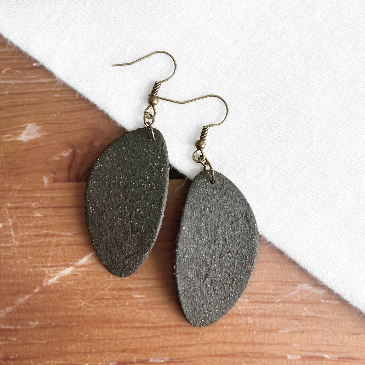 Black Oblong Ceramic Earrings