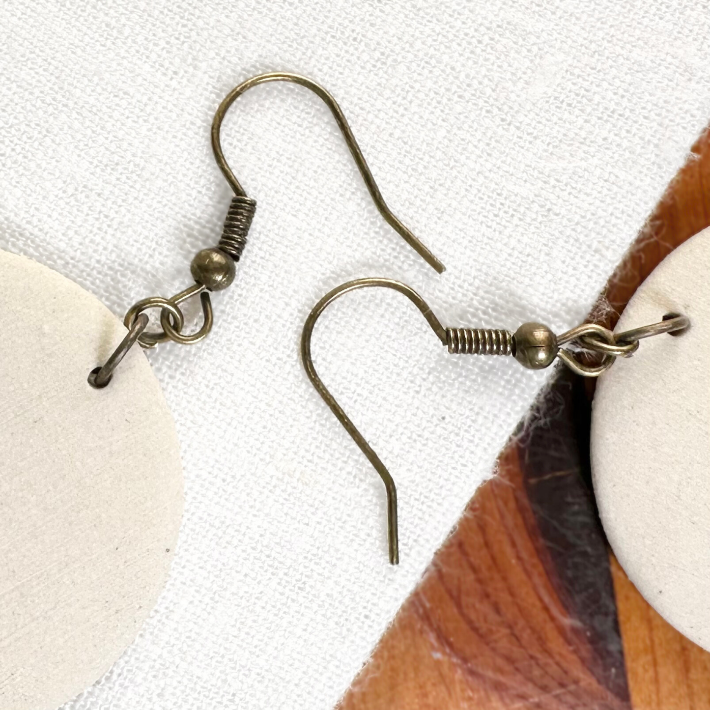 White Round Ceramic Earrings