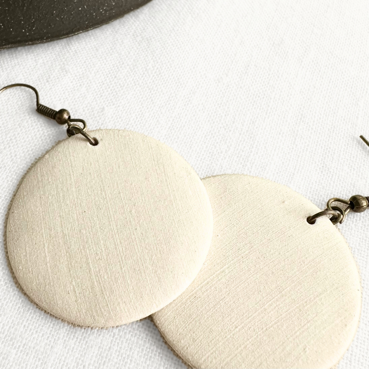 White Round Ceramic Earrings