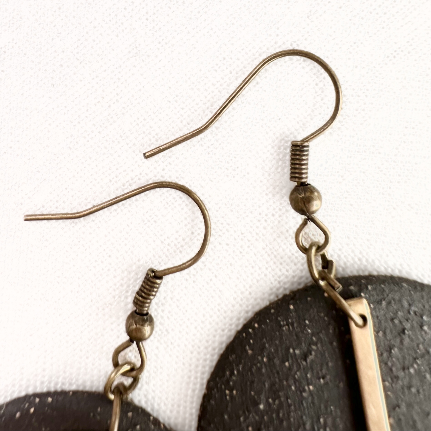 Black Round Ceramic Earrings (Gold Charmed)