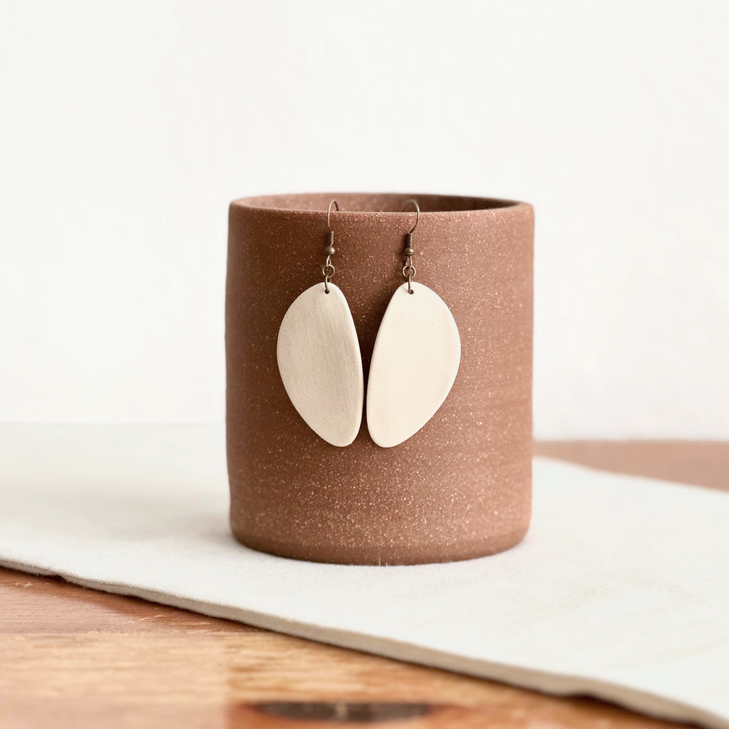 White Oblong Ceramic Earrings