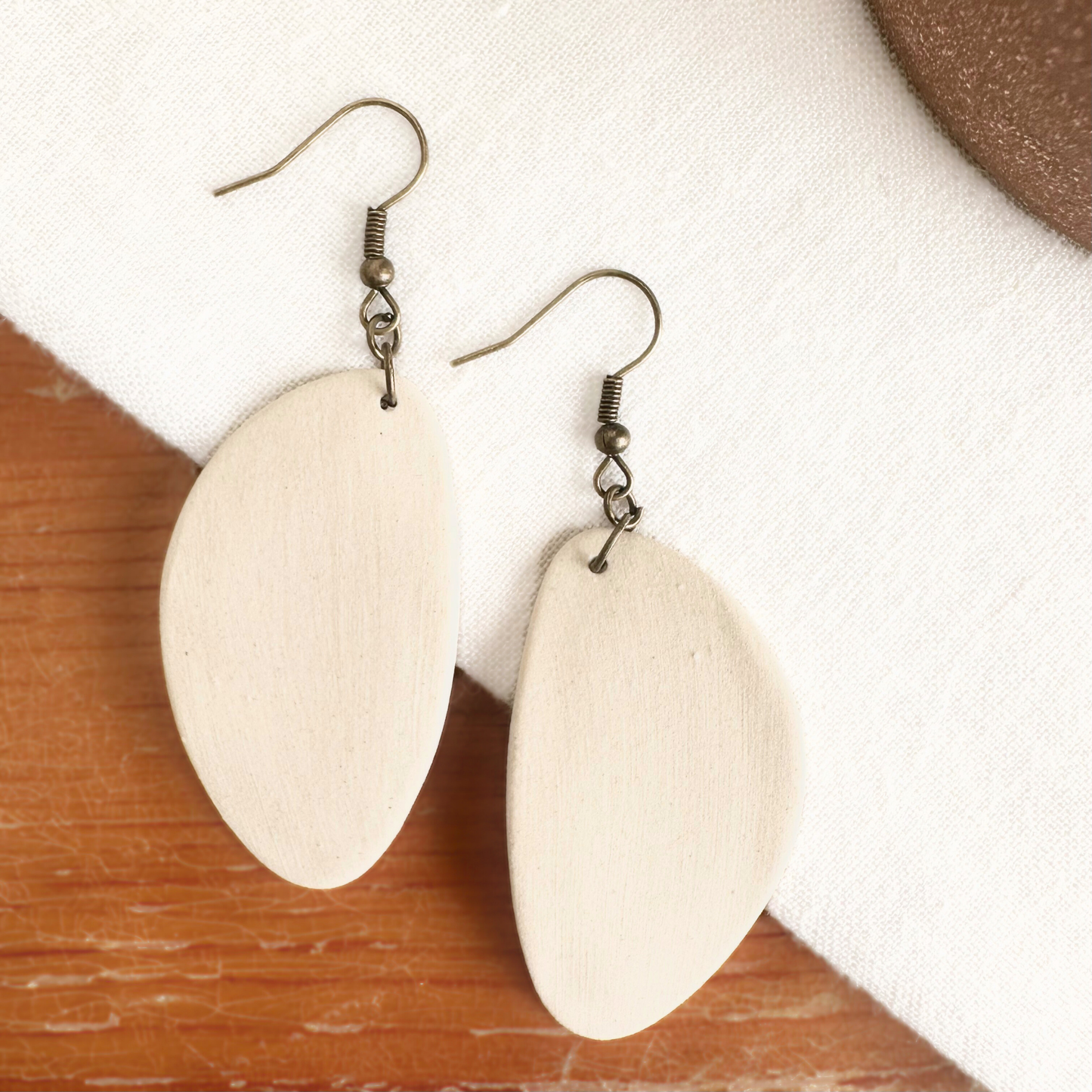 White Oblong Ceramic Earrings