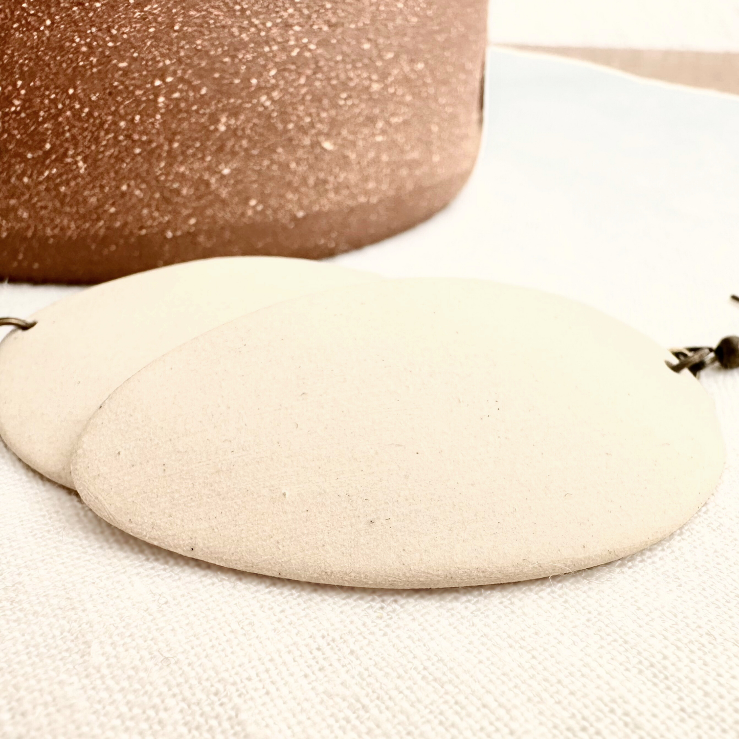 White Oblong Ceramic Earrings