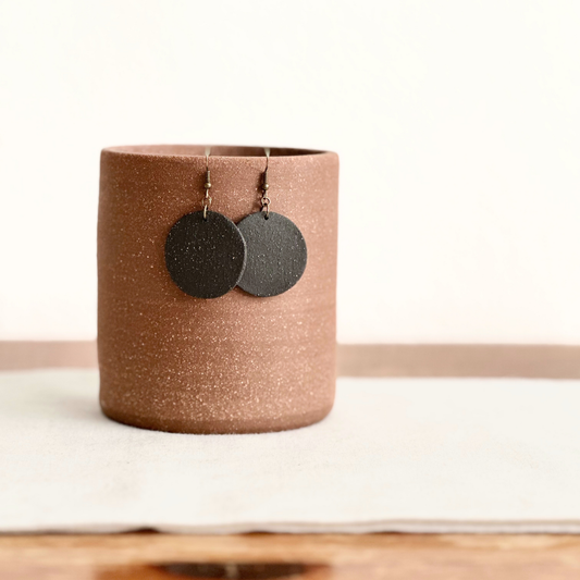 Black Round Ceramic Earrings
