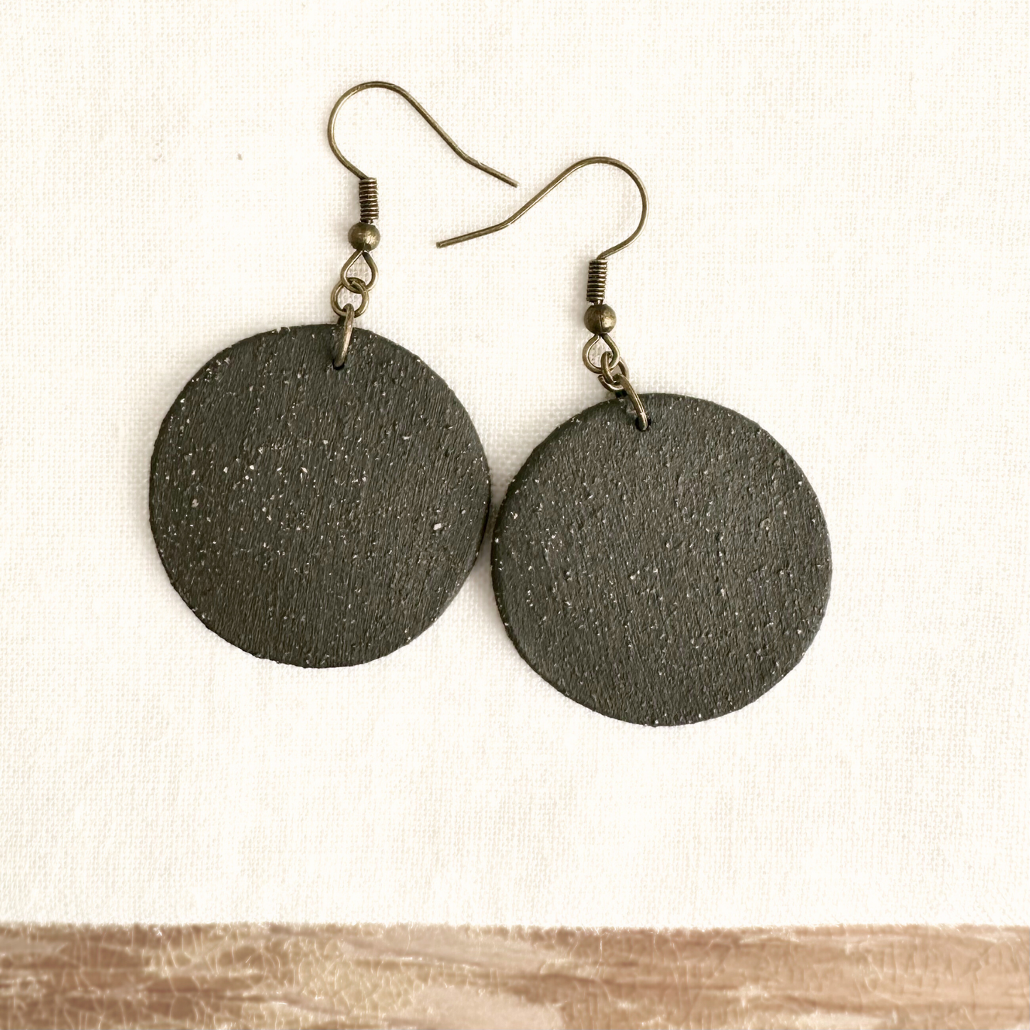 Black Round Ceramic Earrings